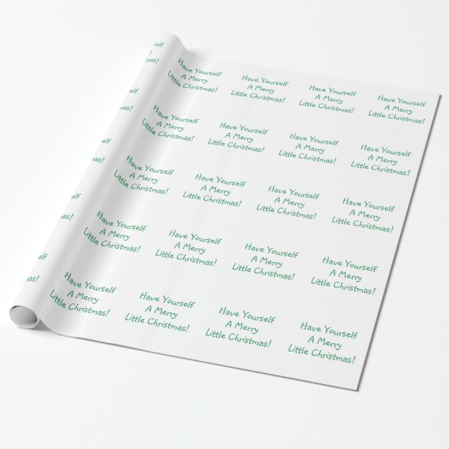 Papel De Presente Feriado Verde Fonte Feliz Desejos de Natal (Desenrolado)