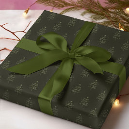 Papel De Presente Feriado Verde Negra Abstrato de Natal da Árvore Mo