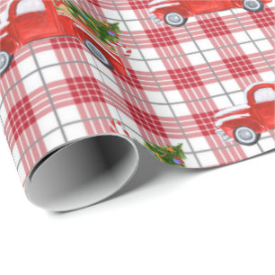 Papel De Presente Feriado vermelho na moda do caminhão do natal