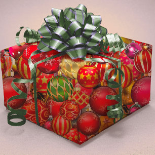 Papel De Presente feriados de Enfeites de natal de ouro vermelho Ele