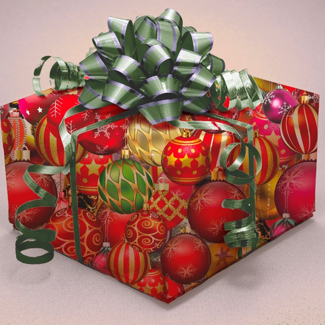 Papel De Presente feriados de Enfeites de natal de ouro vermelho Ele (Criador carregado)