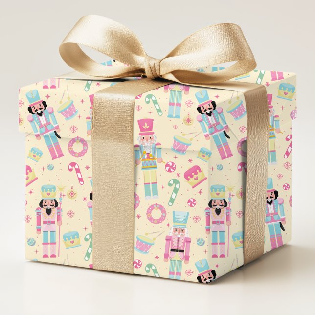 Papel De Presente Feriados de Natal Azul Cor-de-Rosa Amarelo (Criador carregado)