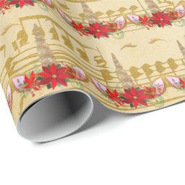Papel De Presente Feriados de Natal do Unicórnio Música Floral Doura