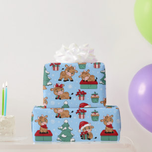 Papel De Presente Feriados de Natal em Vacas Férias de inverno Padr