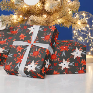 Papel De Presente Feriados de Natal Festivos Vermelhos-Rosa-Rosa-Ros