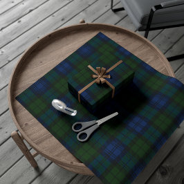 Papel De Presente Feriados de Natal Verdes na xadrez Rustic Tartan