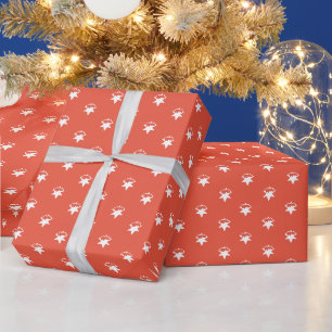 Papel De Presente Feriados, estrelas de neve escura, cor de laranja