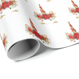Papel De Presente Feriados Feliz de natal Unicorn Lashes Branco Dour