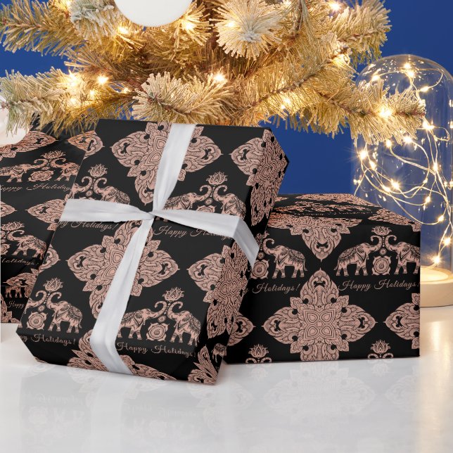 Papel De Presente Feriados Felizes de Elefantes da Tailândia são Dot (Feriados)