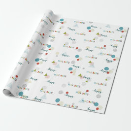 Papel De Presente Feriados felizes do Red Teal White Teal Deco da Ar