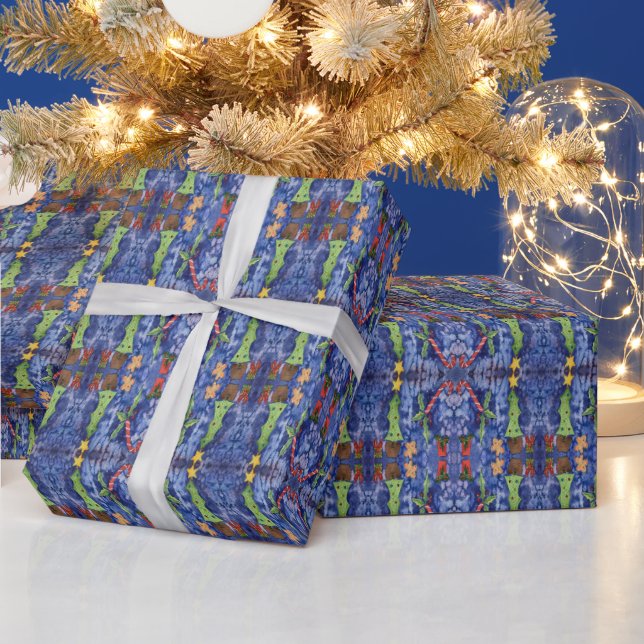 Papel De Presente Feriados Felizes Ícones clássicos de Natal Aquarel (Feriados)