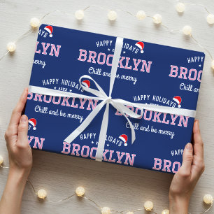 Papel De Presente Feriados Felizes Nome Personalizado Marinho Rosa d