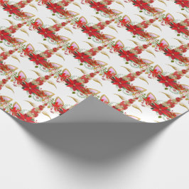 Papel De Presente Feriados Frismas Unicorn Coloca Rapariga Dourada B