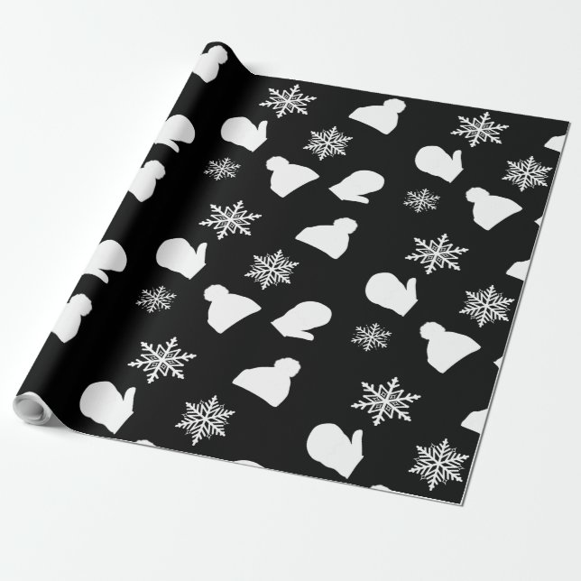 Papel De Presente Feriados negros e chapéus de Natal (Desenrolado)