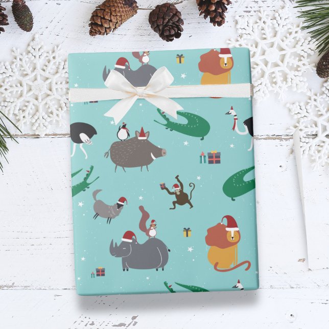 Papel De Presente Férias de Natal de Animais Selvagens (Wildlife Animals Christmas Holiday Wrapping Paper)