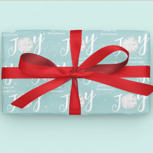 Papel De Presente Férias de Natal Elegante Praia Turquesa Costa