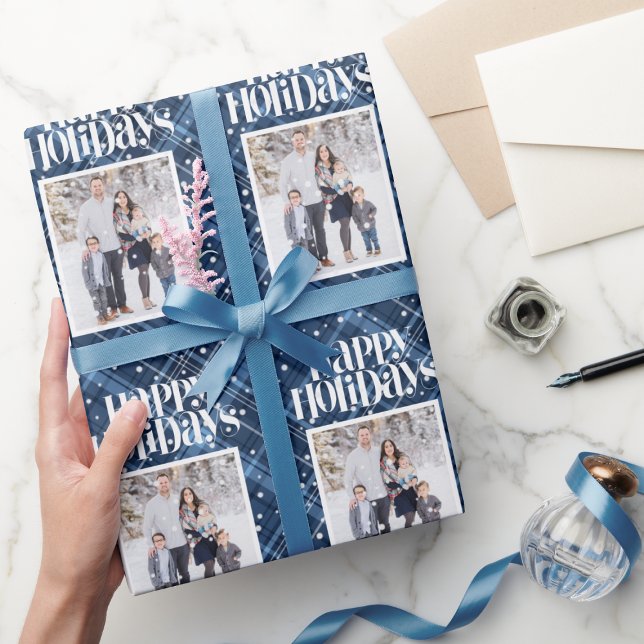 Papel De Presente Férias de Natal Personalizadas Gingham da Xadrez A (Criador carregado)