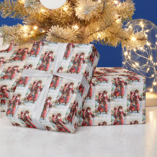 Papel De Presente Férias de Papais noeis natais vintages festivos