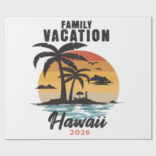 Papel De Presente Férias em Família no Havaí 2026 Tropical