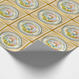 Papel De Presente Férias Feliz das Flores da Páscoa e Coelhinhos da