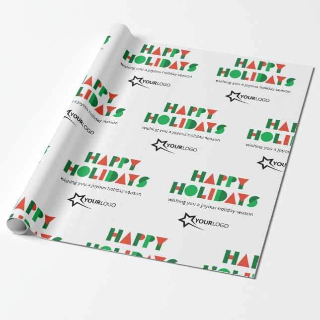 Papel De Presente Férias Felizes Coloridas Logotipo Personalizado de (Desenrolado)