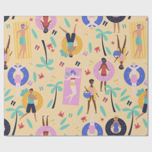 Papel De Presente férias na praia de verão palmeiras tropicais caran