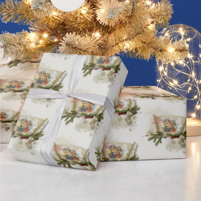 Papel De Presente Férias personalizadas de colagem de natividade ado (Feriados)