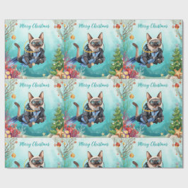 Papel De Presente Férias Subaquáticas do Gato Scuba Feliz Natal