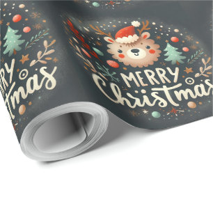 Papel De Presente Ferida de ursos de Natal fofa