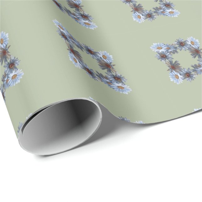 Papel De Presente Fern green floral Gift Wrapping paper (Ponta do rolo)