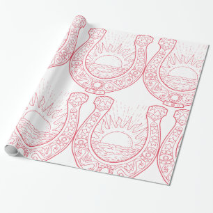 Papel De Presente Ferradura da Sorte Pôr do Sol Oceano