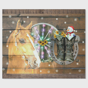 Papel De Presente Ferradura de Cavalo de Natal Roda Cowboy Botas