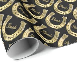 Papel De Presente Ferradura dourada