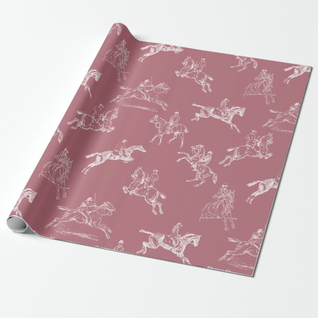 Papel De Presente Ferramenta de Anel de Cavalo Dourado do Rosa Moder (Desenrolado)
