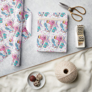 Papel De Presente Ferramentas de Cabelereiro Fofas em Estilo de Arte