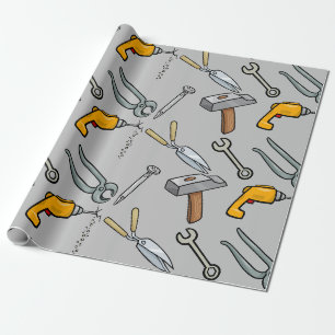 Papel De Presente Ferramentas manuais Martelo Furadeira Prego e Chav