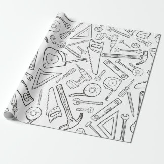 Papel De Presente Ferramentas Preto e Branco