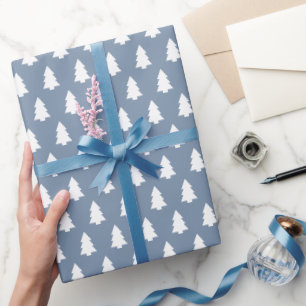 Papel De Presente Fesage Vintage Blue White Christmas Tree