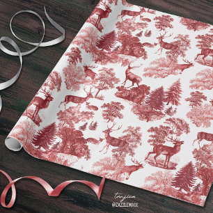 Papel De Presente Fesage Vintage Red Deer Woodland Toile