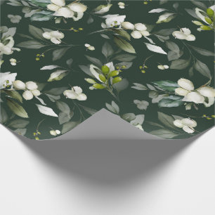Papel De Presente FesNatal Aquarela Foliage Holly Berry