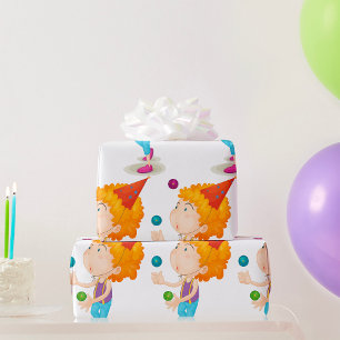 Papel De Presente Festa Criança Fazendo Malabarismo Com Bolas Colori