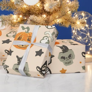 Papel De Presente Festa da Abóbora Esqueleto