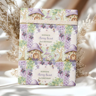Papel De Presente Festa de 2º Aniversário Doce Mirtilo Roxo 