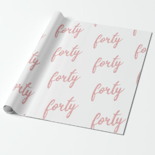 Papel De Presente Festa de aniversário branco Dourado 40 brilhante