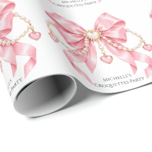 Papel De Presente Festa de Aniversário da Garota Rosa Coquette & Pér