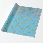 Papel De Presente Festa de aniversário da Sereia do Shimmer Azul e D<br><div class="desc">Papel de empacotamento</div>
