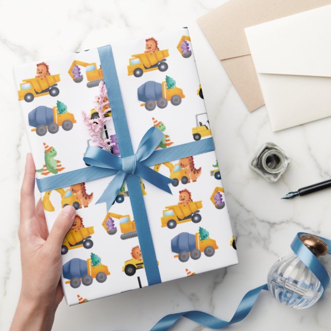 Papel De Presente Festa de aniversário da Tripulação do Dinossauro (Presentear)