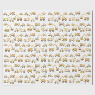 Papel De Presente Festa de aniversário de Caminhões de Construção