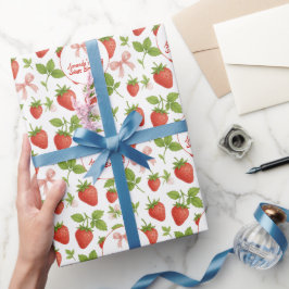 Papel De Presente Festa de Aniversário de criança de Morango -