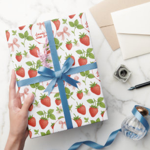 Papel De Presente Festa de Aniversário de criança de Morango -